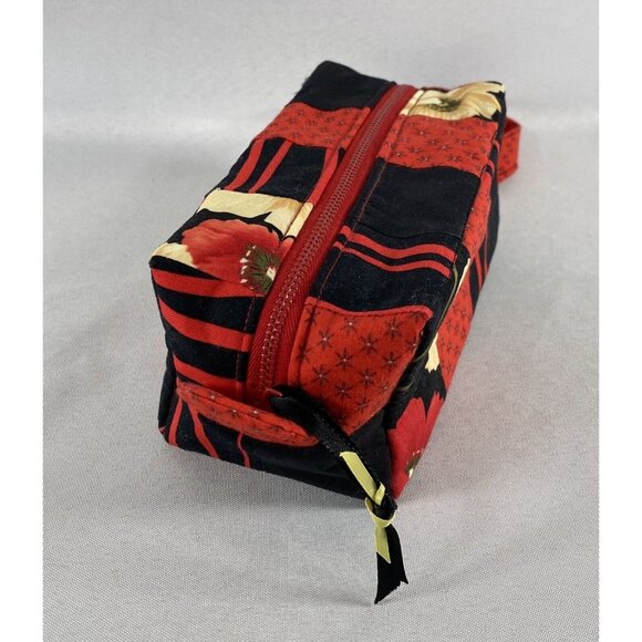 SOKA Mini Cosmetic Bag Minimalist Purse Handmade Rectangular Red & Black New! - Picture 2 of 10